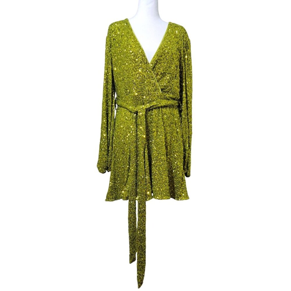 Bardot Lime Green Sequin Dress Size 10 NWT